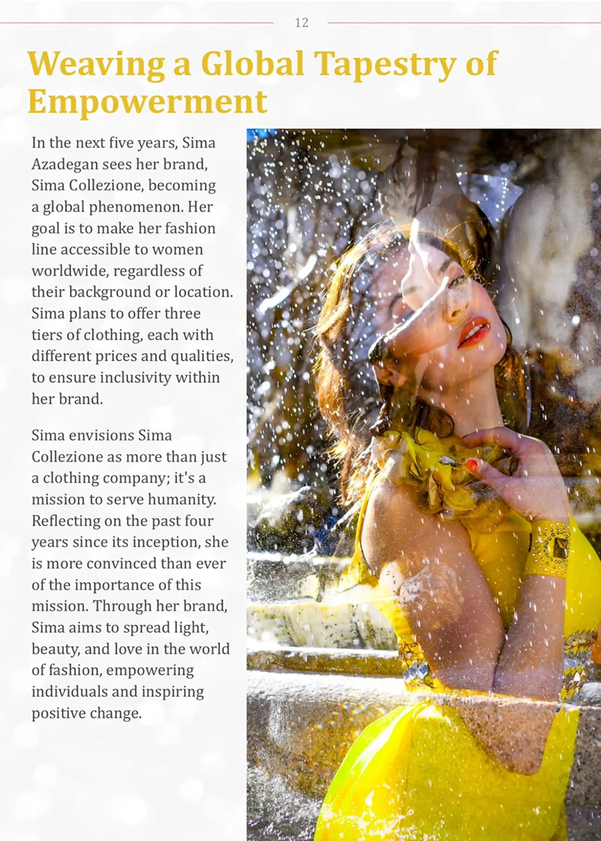 Article page with yellow fashion image.