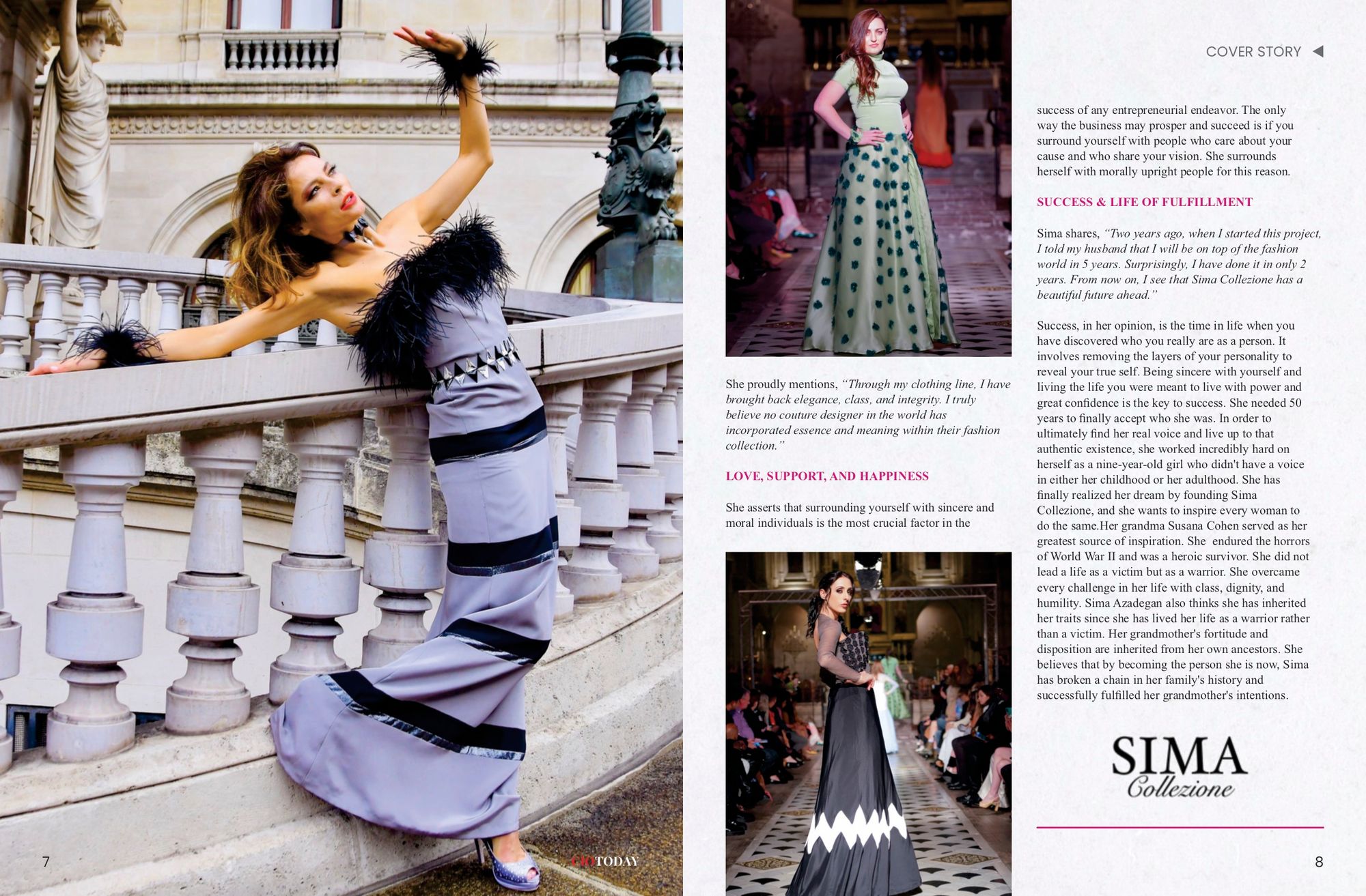 Lifestyle portrait and editorial text.