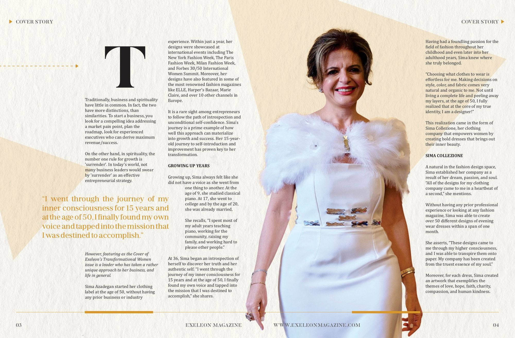 Closing article page with Sima in white.