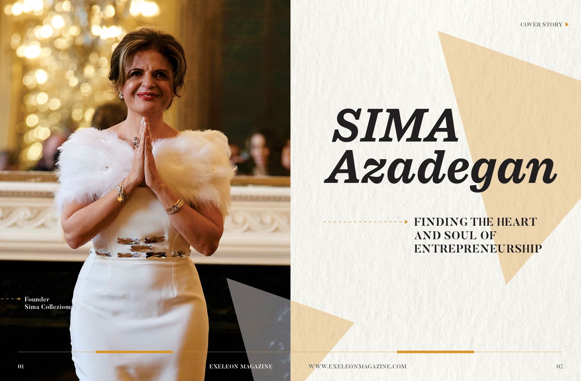 Opening profile spread with Sima portrait.