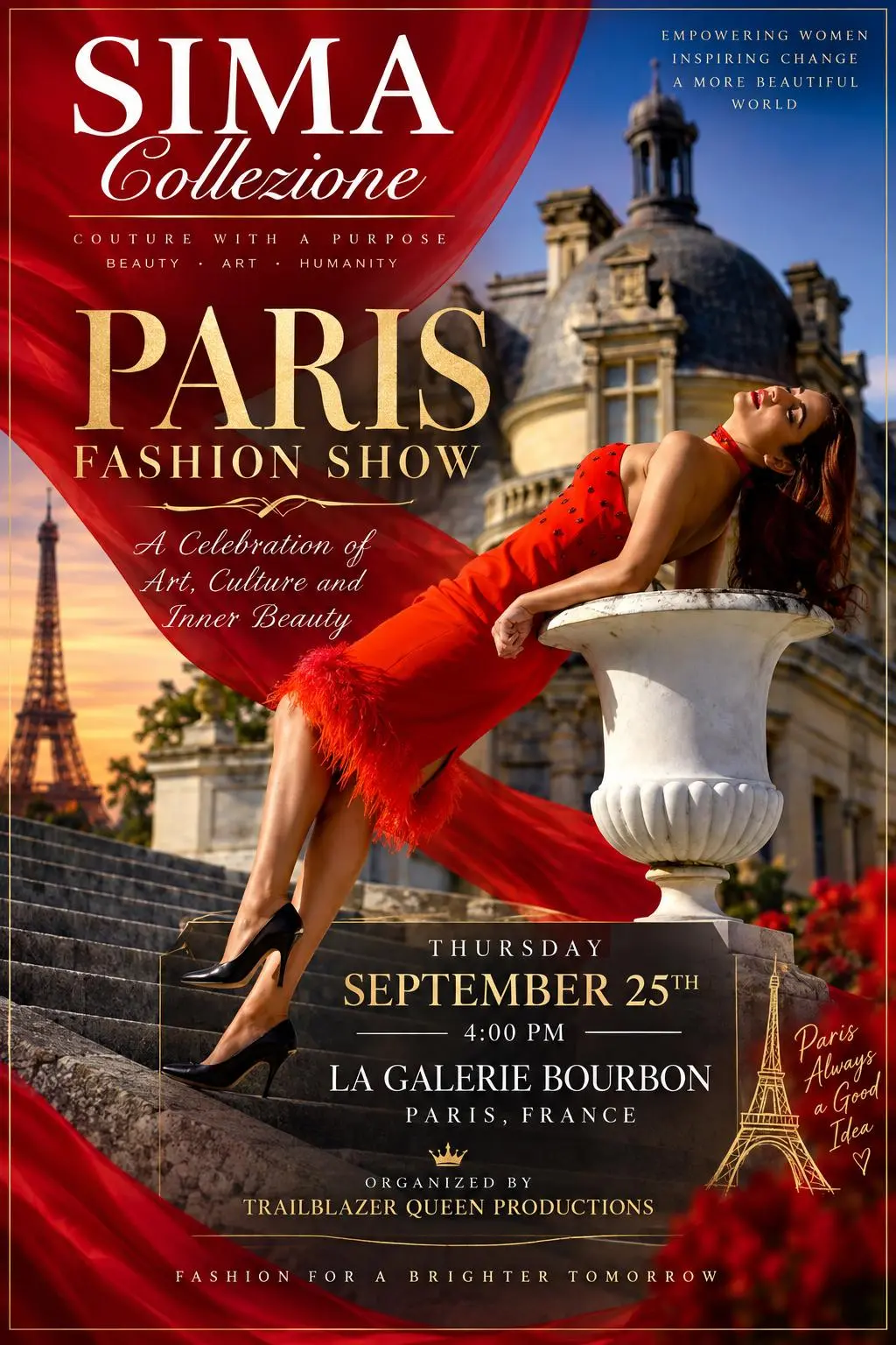 Sima Collezione in Paris event poster for Paris Fashion Show, September 25, 2026, La Galerie Bourbon, Paris
