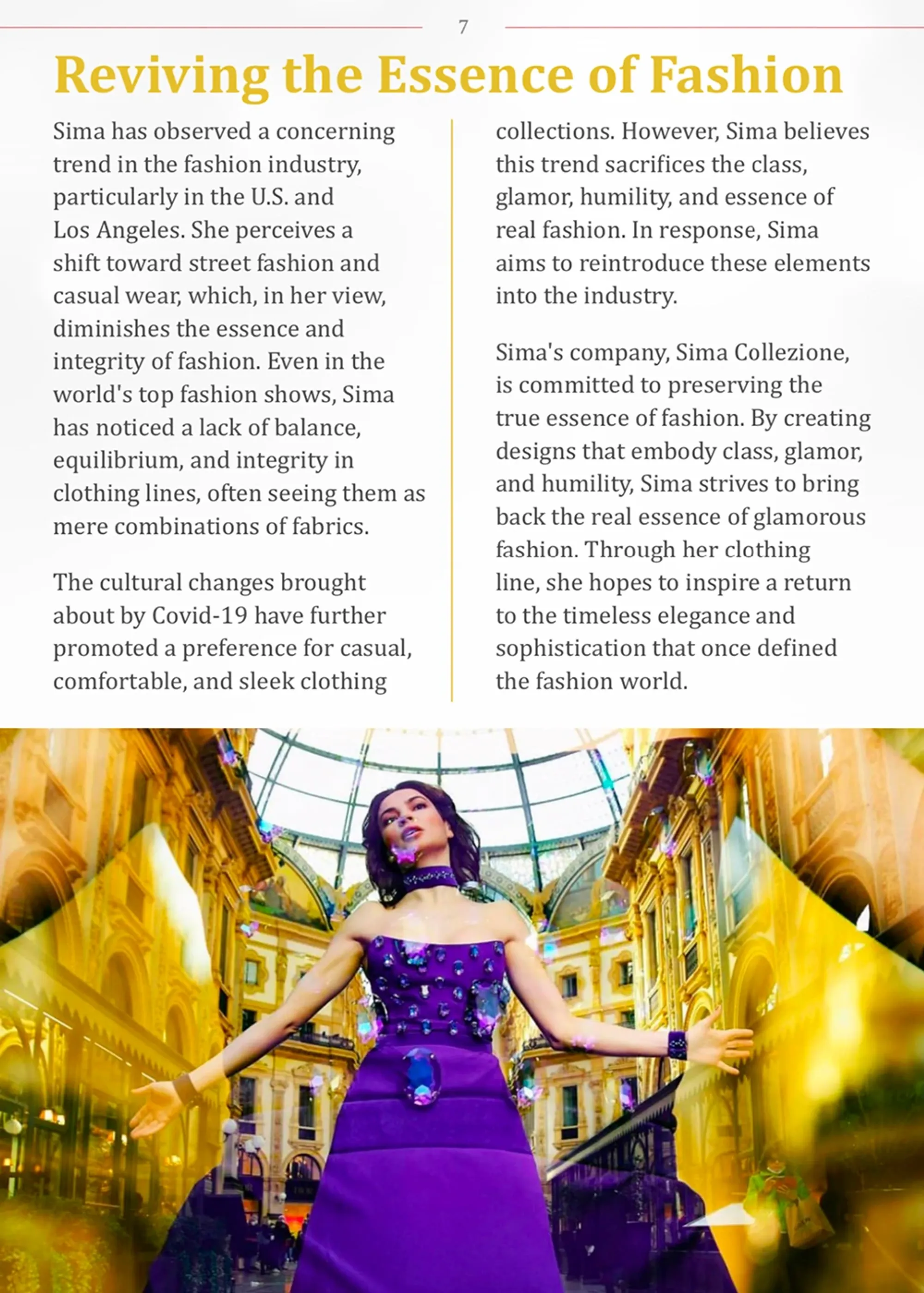 Editorial page with purple fashion image.