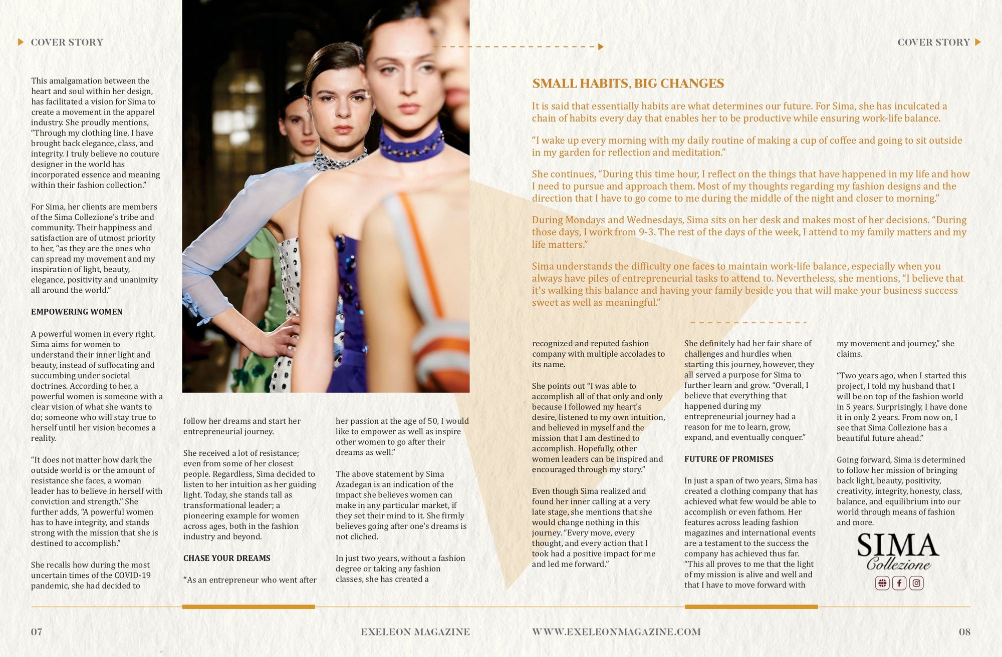 Editorial spread with fashion imagery.