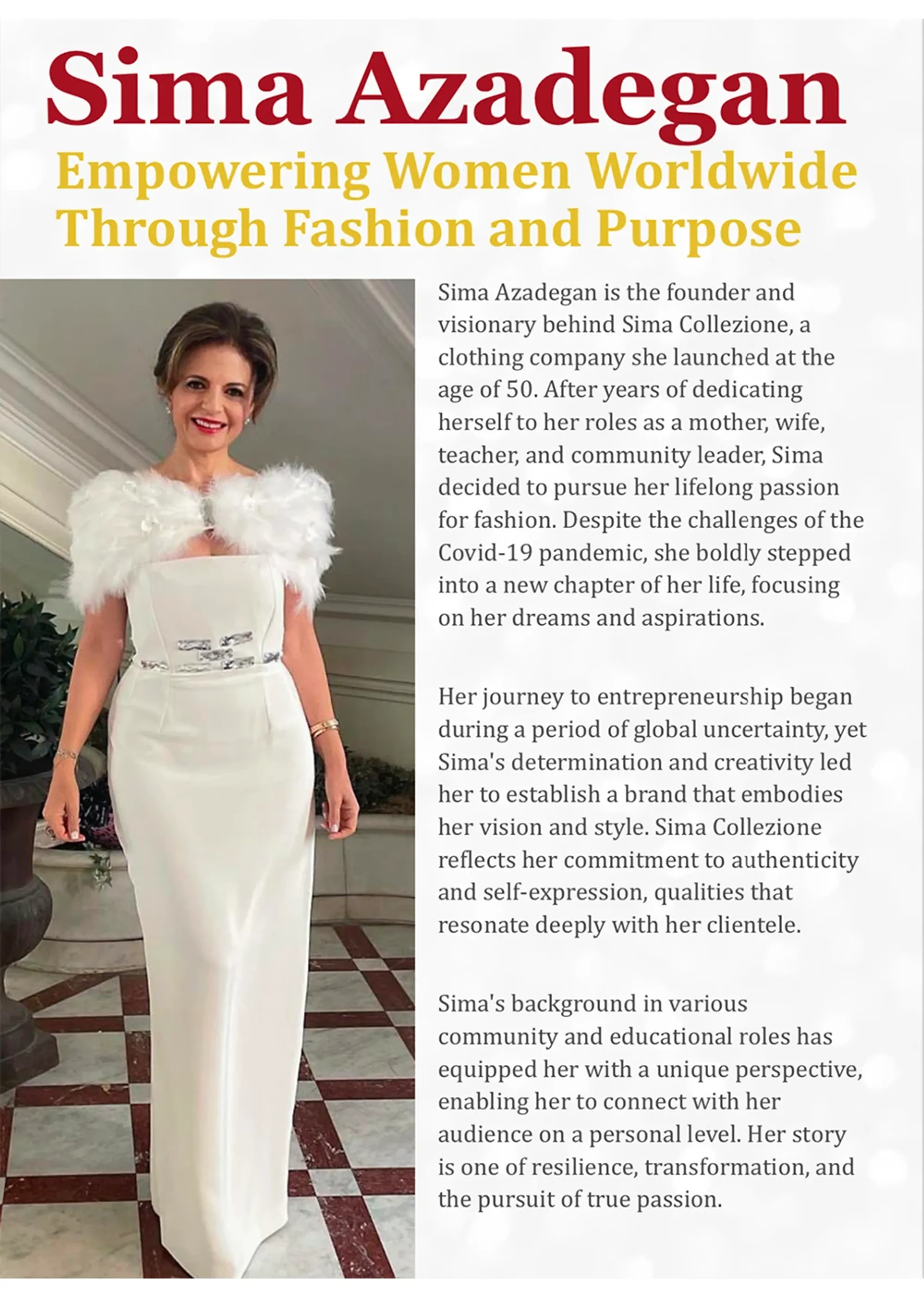 Profile-led editorial page.
